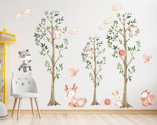 Woodland Animals & Tree Wall Decal - ChicoBumBum