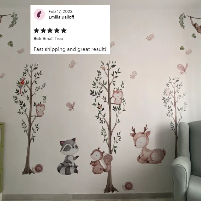 Woodland Animals & Tree Wall Decal - ChicoBumBum