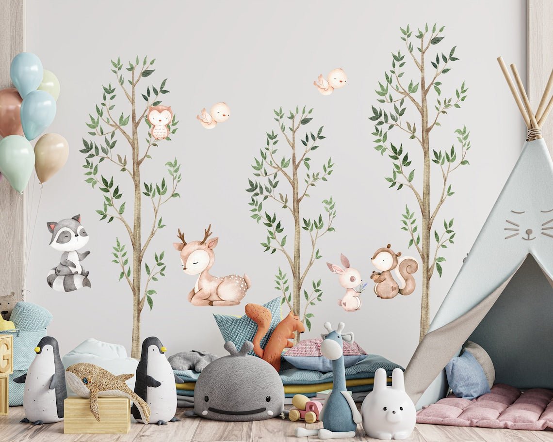 Woodland Animals & Tree Wall Decal - ChicoBumBum